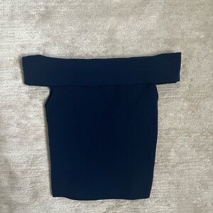 Kendall & Kylie Off-Shoulder Navy Blue Blouse